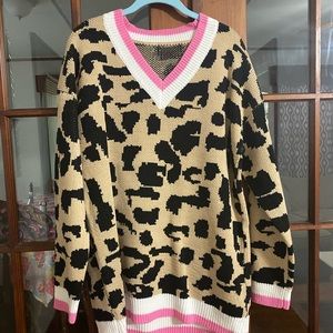 Pink Lily Pink and Cheetah Sweater